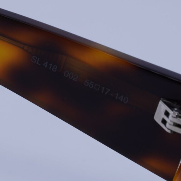 Saint Laurent SL418 002 Sunglasses Havana Rectangle Frame, Green Lenses - Picture 4 of 11